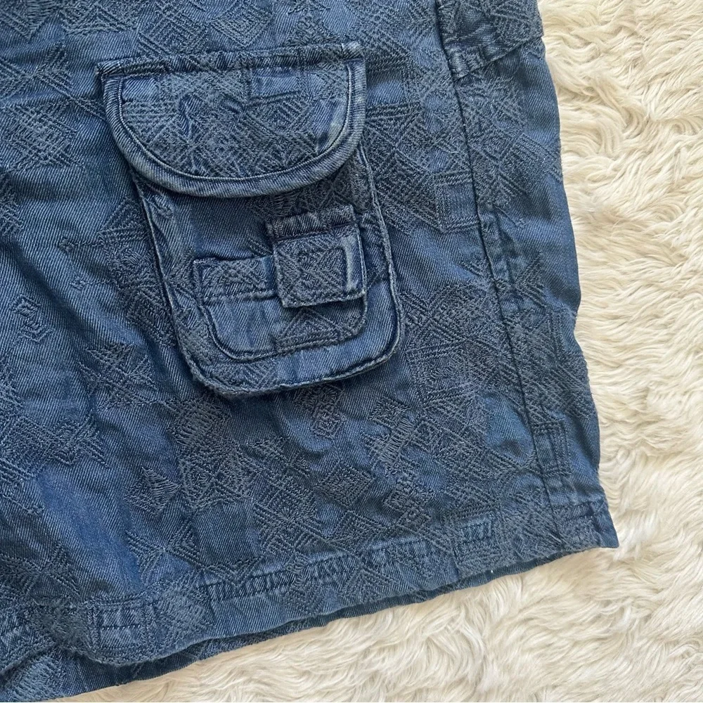 Johnny Was Zuma Denim Shorts Belted Cargo Embroidered 100% Lyocell Sz 8 - Picture 5 of 10